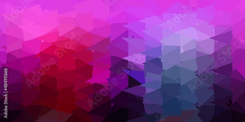 Dark pink, green vector poly triangle template.