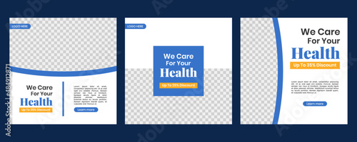 Medical healthcare service social media post template design. Hospital, doctor, clinic and dentist health business promotion flyer & poster.