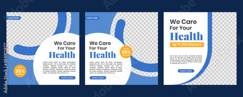 Medical healthcare service social media post template design. Hospital, doctor, clinic and dentist health business promotion flyer & poster.
