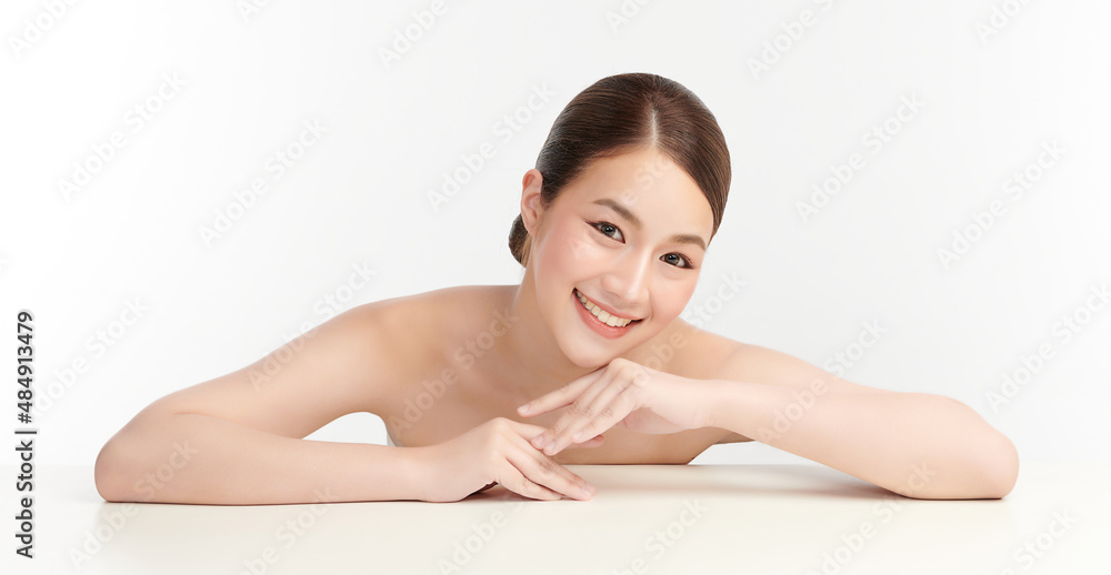 Beautiful young asian woman with clean fresh skin on white background, Face care, Facial treatment, Cosmetology, beauty and spa, Asian women portrait. Beautiful young asian woman with clean fresh skin on white background, Face care, Facial treatment, Cosmetology, beauty and spa, Asian women portrait.