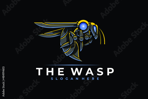 Modern Mecha Robotic Wasp Logo Design Template
