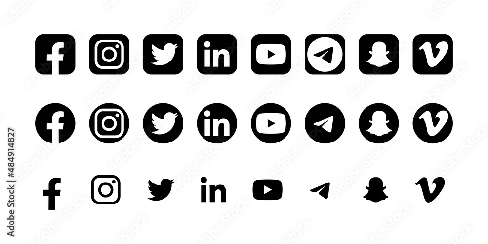 Facebook, instagram, twitter, youtube, behance, skype, viber, whatsap
