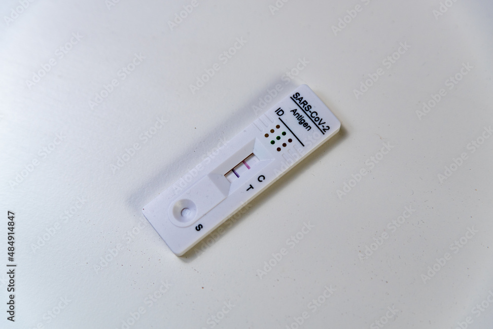 A positive result rapid Covid test, also known as antigen test or