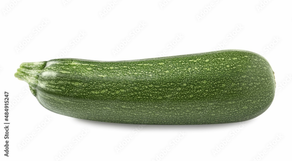 One raw ripe zucchini isolated on white One raw ripe zucchini isolated on white