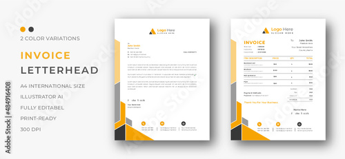 Professional invoice and letterhead  design for corporate office. letterhead, invoice design illustration. Simple and creative modern corporate clean design..