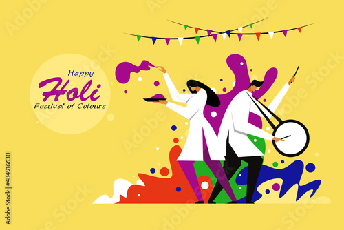 Illustration for Holi festival greeting.Holi is the festival of colours in India