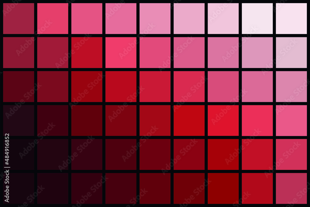 Vector illustration of an RGB color palette in shades of red Stock