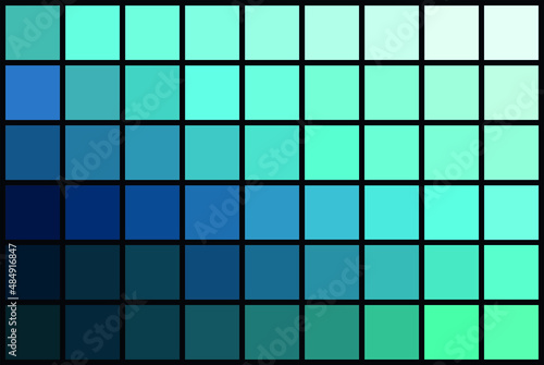 Vector illustration of an RGB color palette in shades of turquoise blue