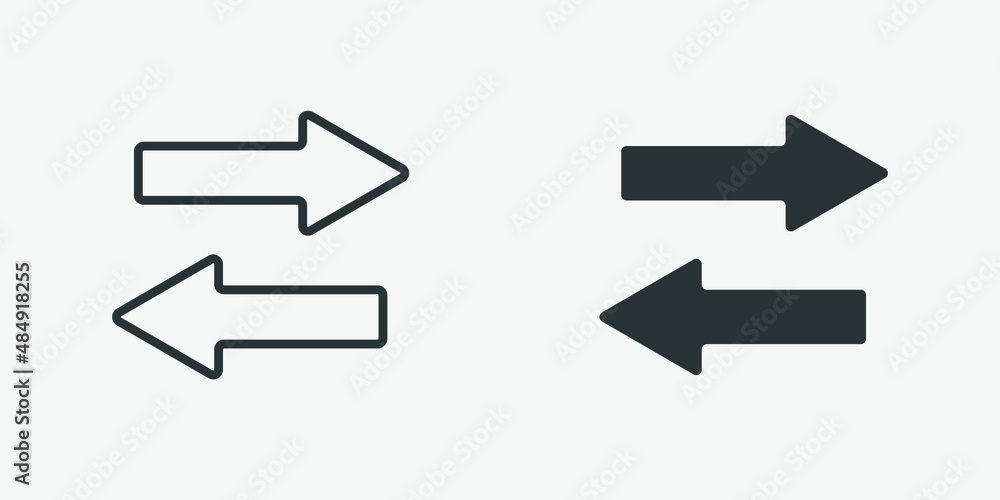 left and right arrow set icon vector. receive and send symbol left and right arrow set icon vector. receive and send symbol