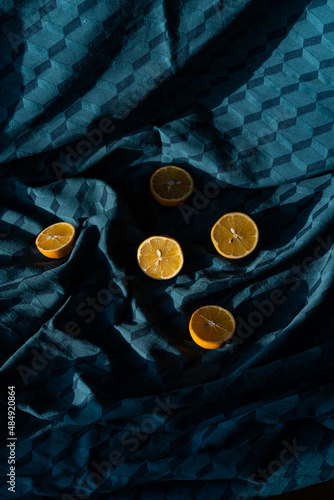 lemon, lemons, yellow lemons on a blue background, still life with lemons