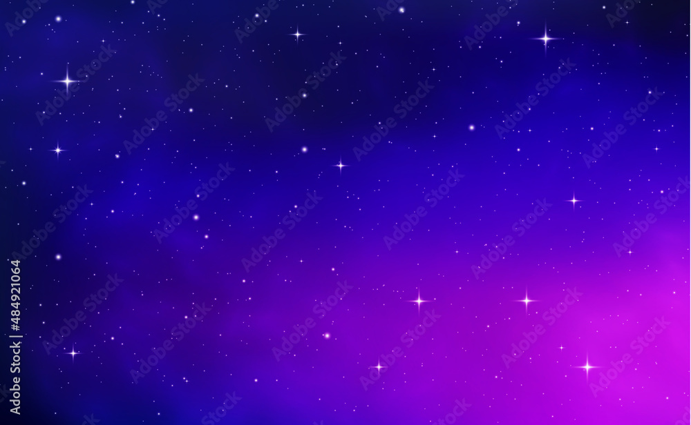 Fototapeta premium Space background, realistic violet nebula, star.