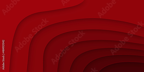Abstract red seamless vector background with waves. Abstract papercut and multi layer cutout geometric pattern 3d papercut background. Abstract soft white background with waves, textured Papercut