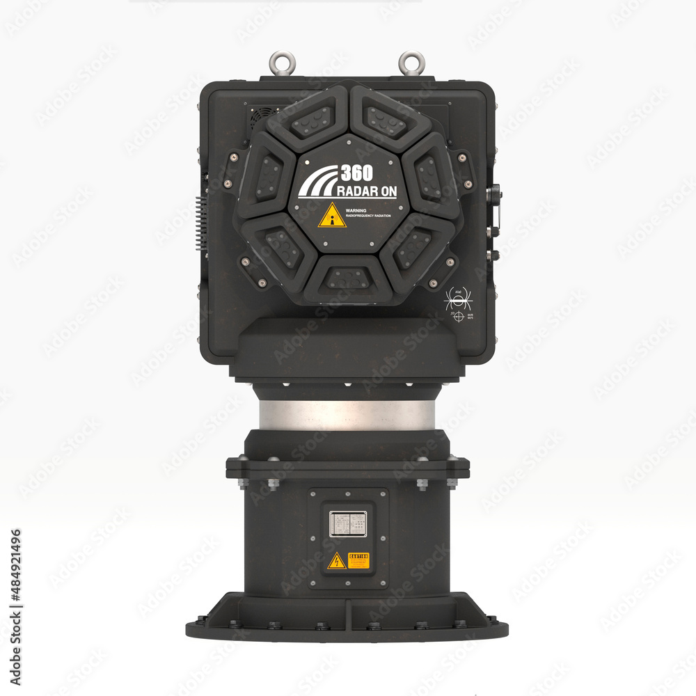 3D render of a portable radar concept isolated on a white background 3D render of a portable radar concept isolated on a white background