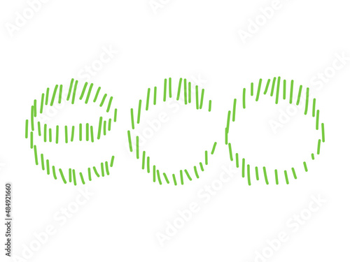 Doodle calligraphy for eco-friendly concept, inspiration from green grass