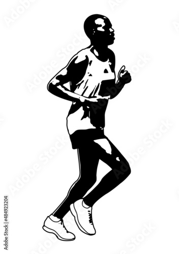 runner sketch and silhouette - vector