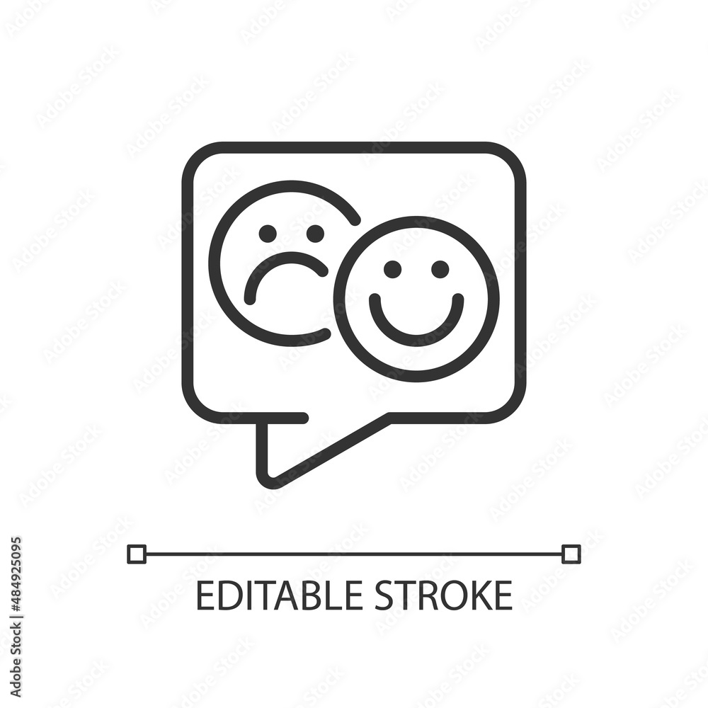 Customer review pixel perfect linear icon. Client feedback and opinion. Online shopping. Thin line illustration. Contour symbol. Vector outline drawing. Editable stroke. Arial font used