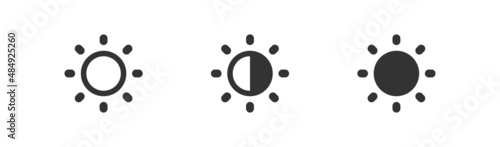 Brightness control icon. Contrast level button. Set isolated vector illustration for app