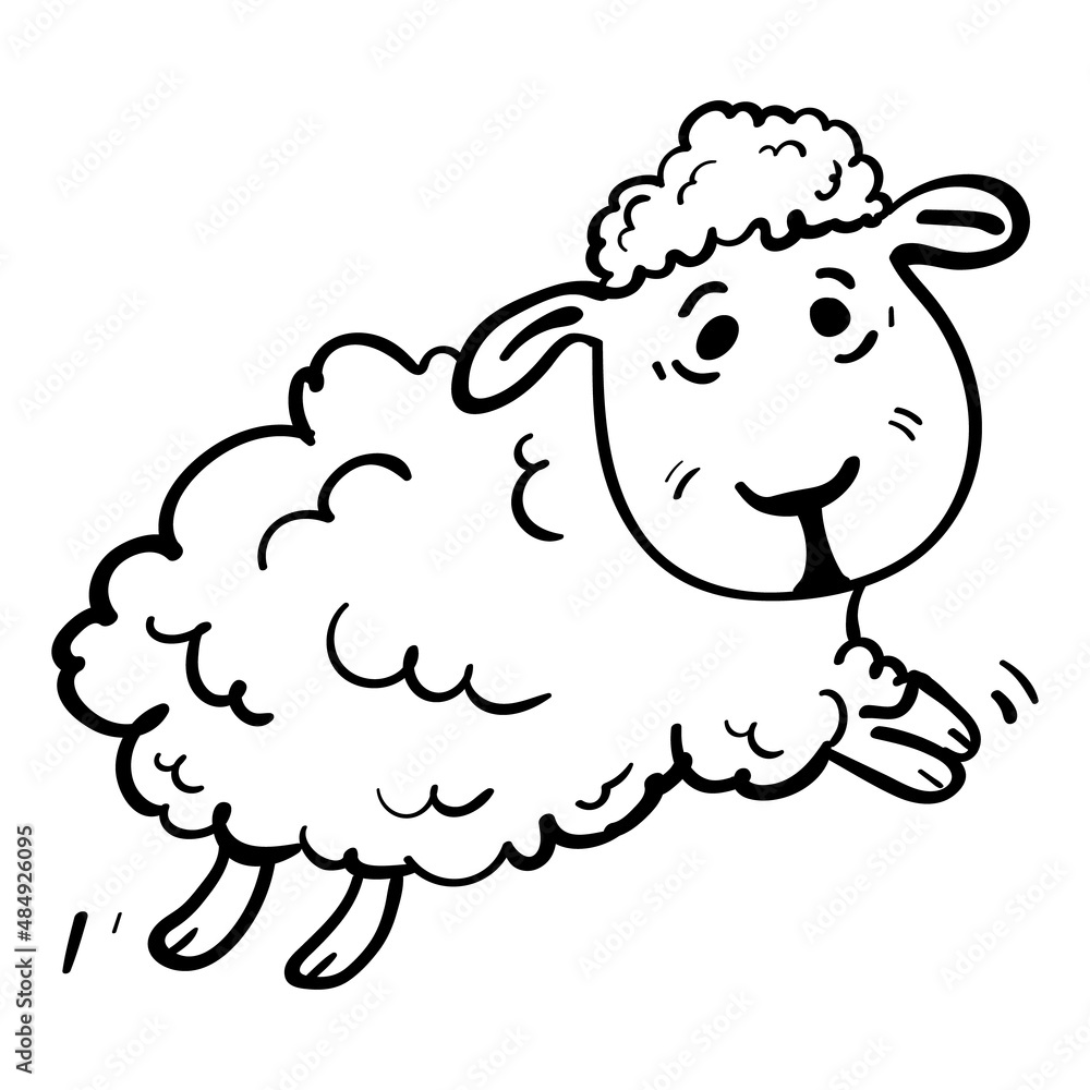 Jumping Sheep. Black and white vector Illustration Jumping Sheep. Black and white vector Illustration
