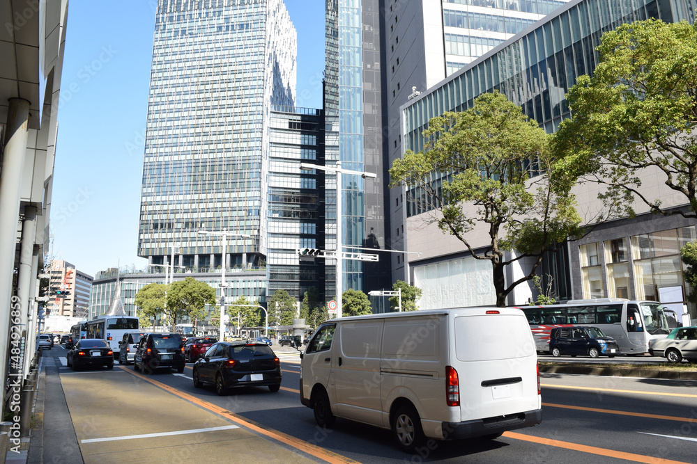 Cityscape in front of Meitetsu Nagoya Station, Aichi Prefecture, Japan