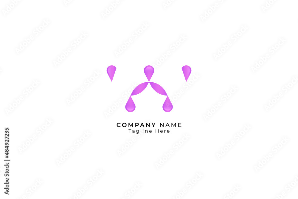 Letter W pink color creative and simple dot fashion design Modern business logo	