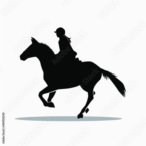 Woman / female cowgirl rider horse silhouette vector image