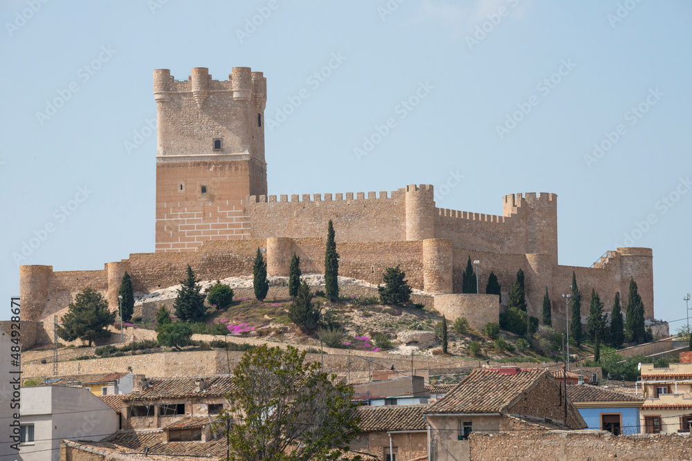 Vista del castillo de Villena en la provincia de Alicante y comunidad de Valencia, España
