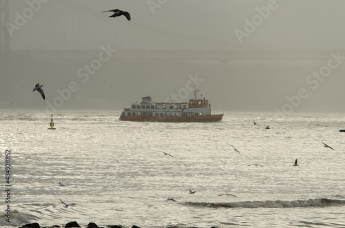 Lisbon commuter ferries, on the Tagus river  photo
