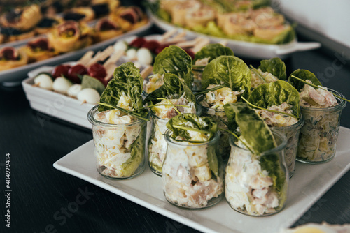hearty breakfast with herring salad