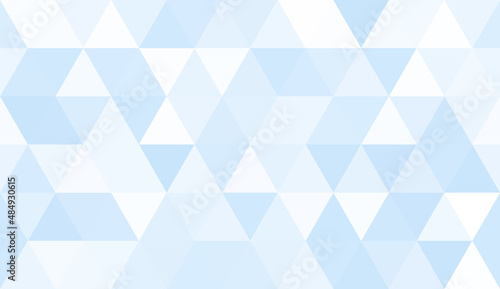 Abstract seamless pattern of geometric shapes. Mosaic background of big triangles. Evenly spaced triangles in different shades of blue. Vector illustration