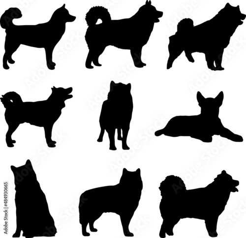 Alaskan Malamute Dog Silhouette Vector Pack