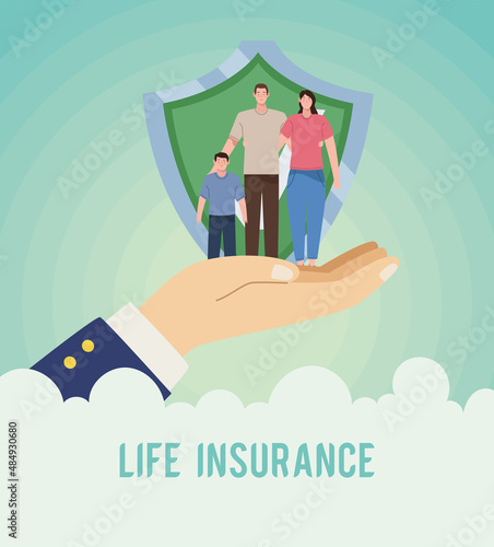 life insurance lettering with shield