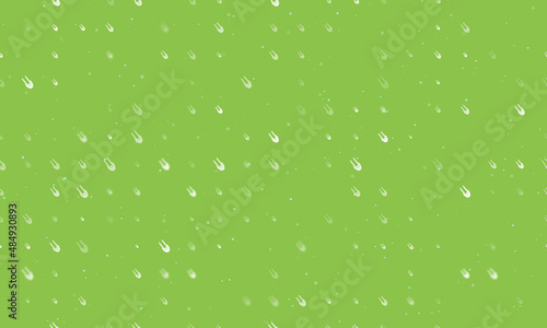 Seamless background pattern of evenly spaced white solo bobsleigh symbols of different sizes and opacity. Vector illustration on light green background with stars
