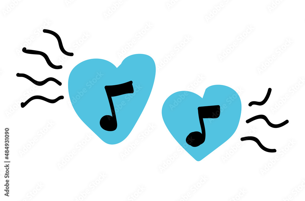 Doodle icon note symbol inside a blue heart. The concept of sounding favorite music. Music of love for Valentines Day. Hand drawn, linear, flat vector paper plane for web, banner, card, sticker. Doodle icon note symbol inside a blue heart. The concept of sounding favorite music. Music of love for Valentines Day. Hand drawn, linear, flat vector paper plane for web, banner, card, sticker.