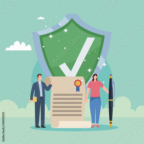 insurance with shield and policy