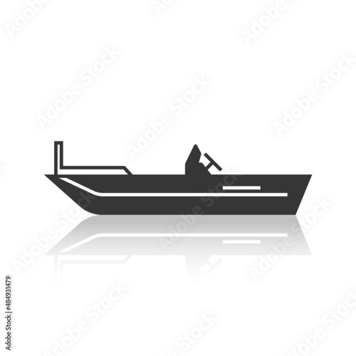 Solid icons for Boat and shadow, vector illustrations