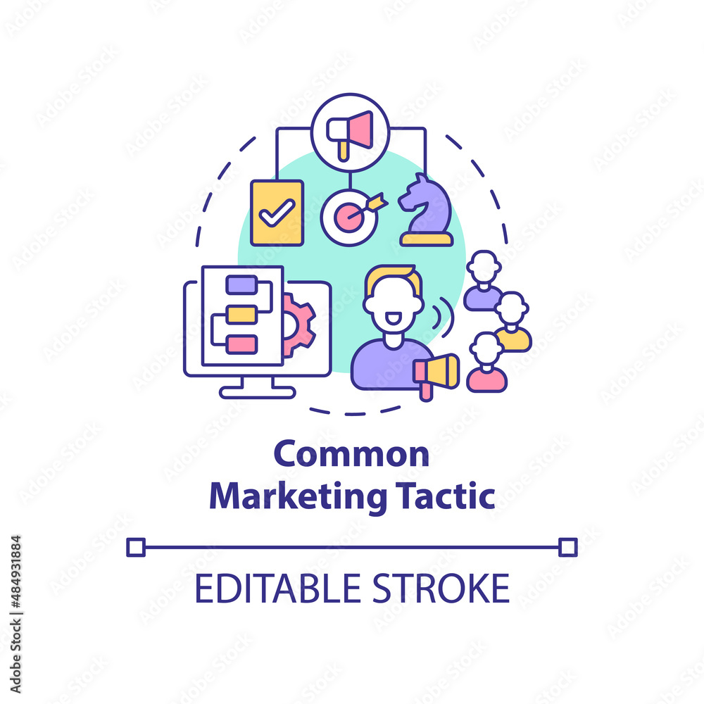 Common marketing tactic concept icon. Promoting product with influencers abstract idea thin line illustration. Isolated outline drawing. Editable stroke. Arial, Myriad Pro-Bold fonts used