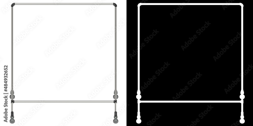 3D rendering illustration of a single bar clothing rack 3D rendering illustration of a single bar clothing rack