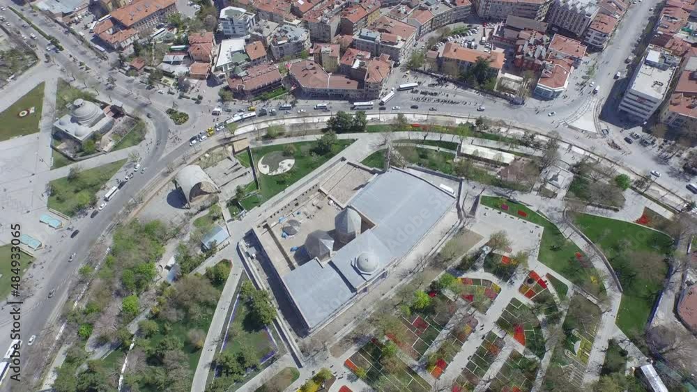 Konya city center victory square aerial shot Konya city center victory square aerial shot