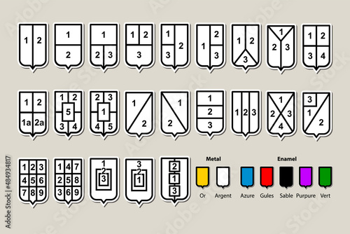 The order of blazoning of coats of arms during classical dissections of the shield field. Heraldic colors: metals and enamels.