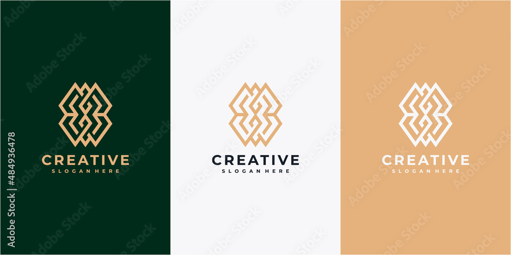 abstract line art logo design inspiration. line art ornament logo
