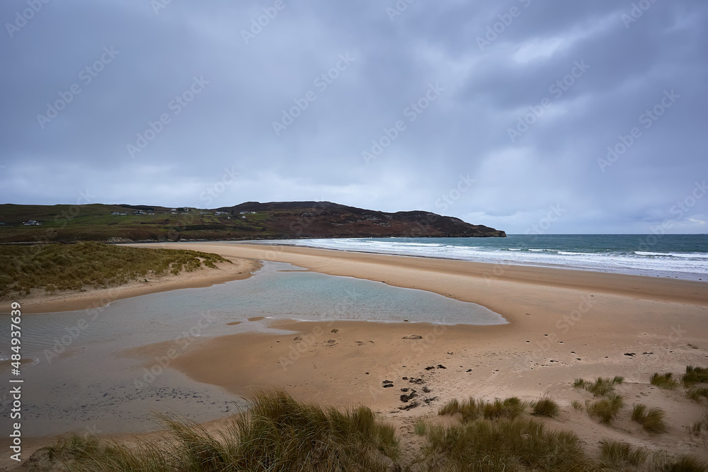 beach awarded for its cleanliness and conservation of the ecosystem Killahoey Strand near Dunfanaghy, Donegal, Ireland. wild atlantic way beach awarded for its cleanliness and conservation of the ecosystem Killahoey Strand near Dunfanaghy, Donegal, Ireland. wild atlantic way