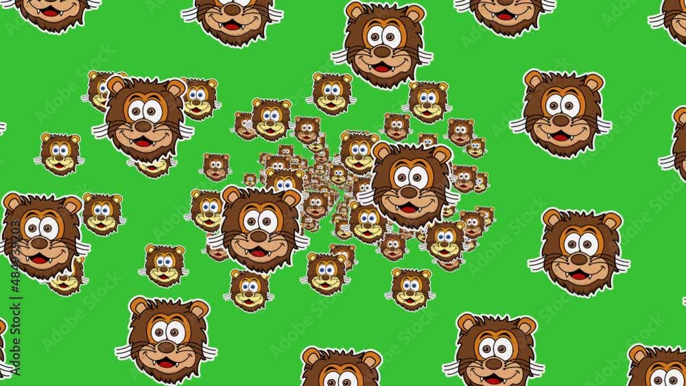 Animation with hundreds of lions on a green background - animation Animation with hundreds of lions on a green background - animation