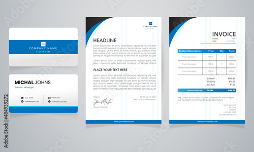 Modern business stationery pack with abstract shapes