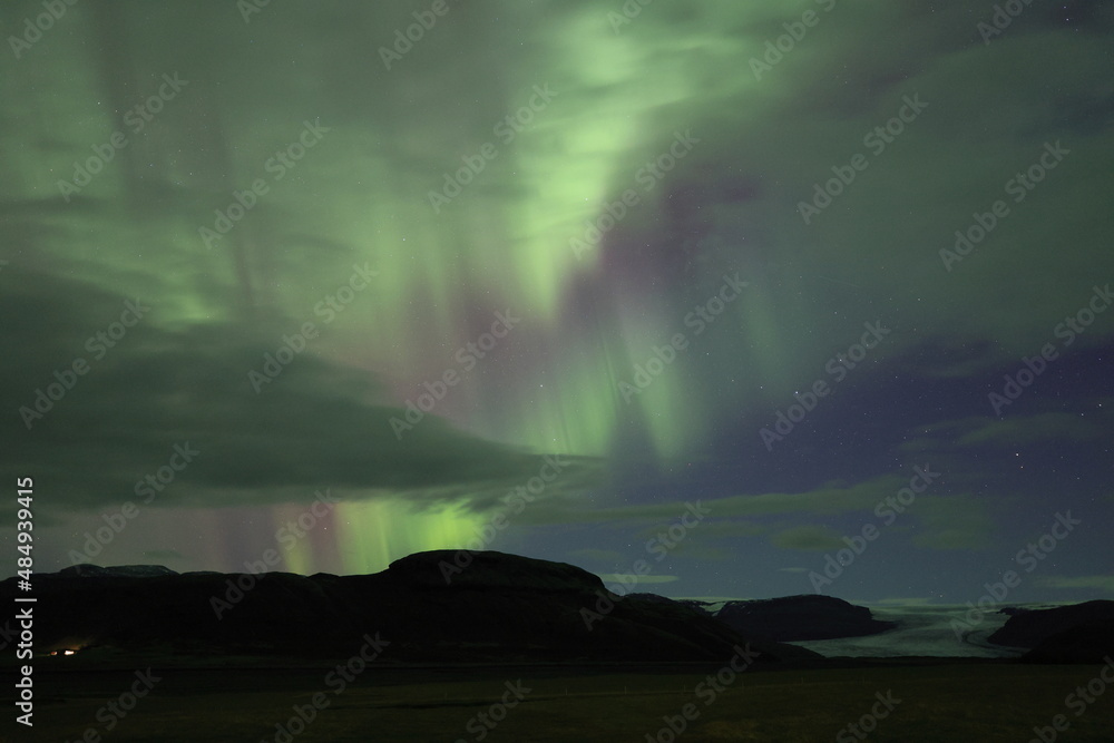 Northern lights Hoffell southern iceland, Iceland, Europe