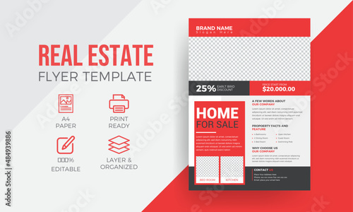 Modern real estate flyer design or building leaflet design template print ready file	