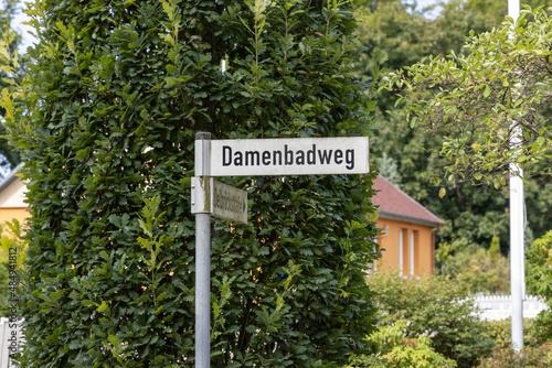 A street sign to the Damenbadweg