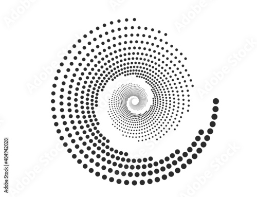 Spiral Effect. Abstract dotted vector background. Spiral dotted background or icon. Black