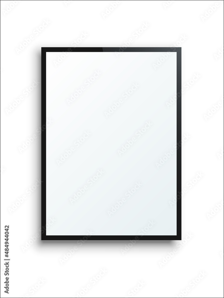 Empty black frame for picture or art photo, 3d rectangle blank panel mockup with shadow Empty black frame for picture or art photo, 3d rectangle blank panel mockup with shadow