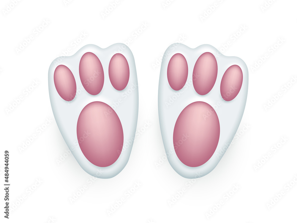 Easer rabbit foot shape isolated on white background. Pink bunny footprint. Easer rabbit foot shape isolated on white background. Pink bunny footprint.