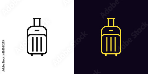 Outline luggage icon, with editable stroke. Linear baggage sign, trip bag pictogram